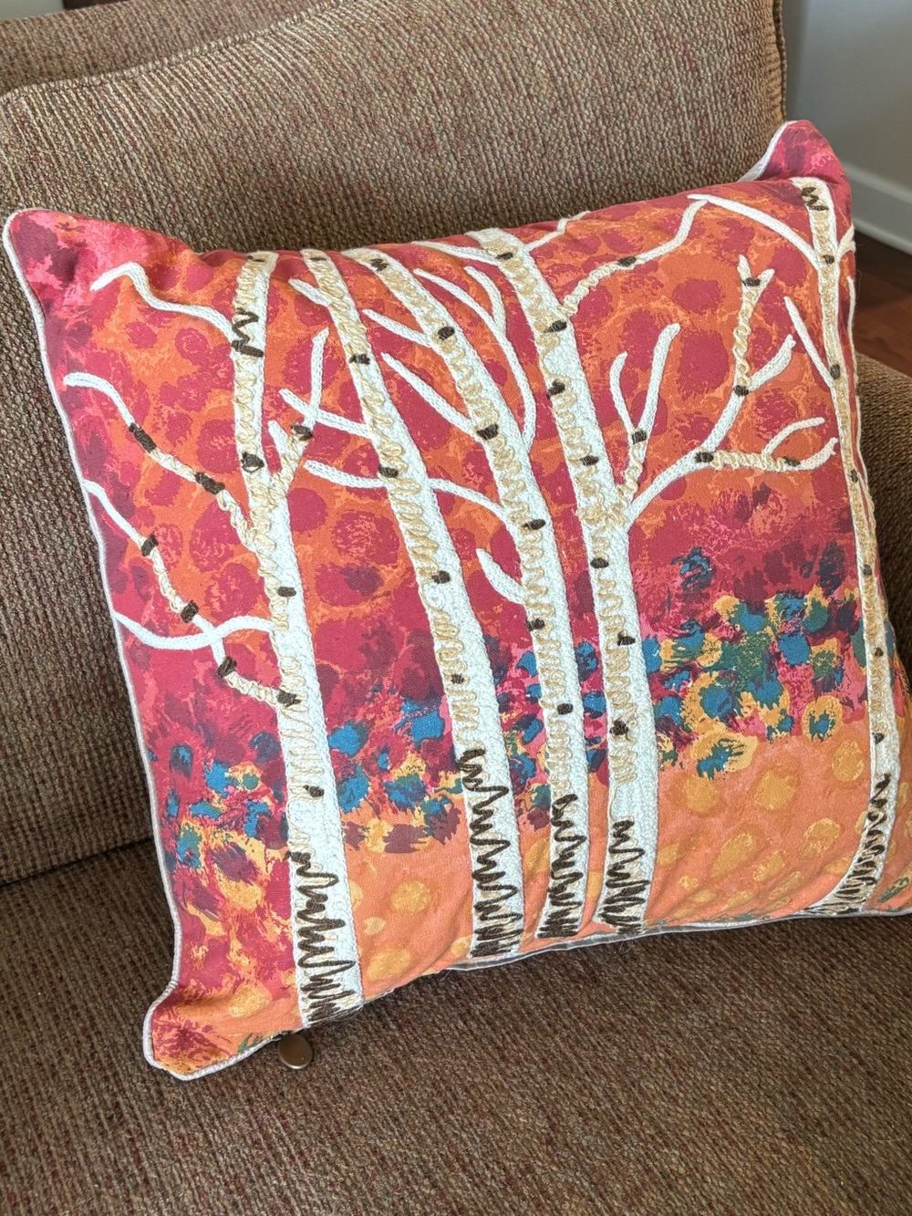 Pier 1 Embroidered Birch Tree Accent Pillow - Never Used